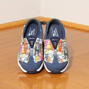 WOMENS SKETCHERS RELAXED FIT AIR COOLED MEMORY FOAM - Dog Pattern Size 7